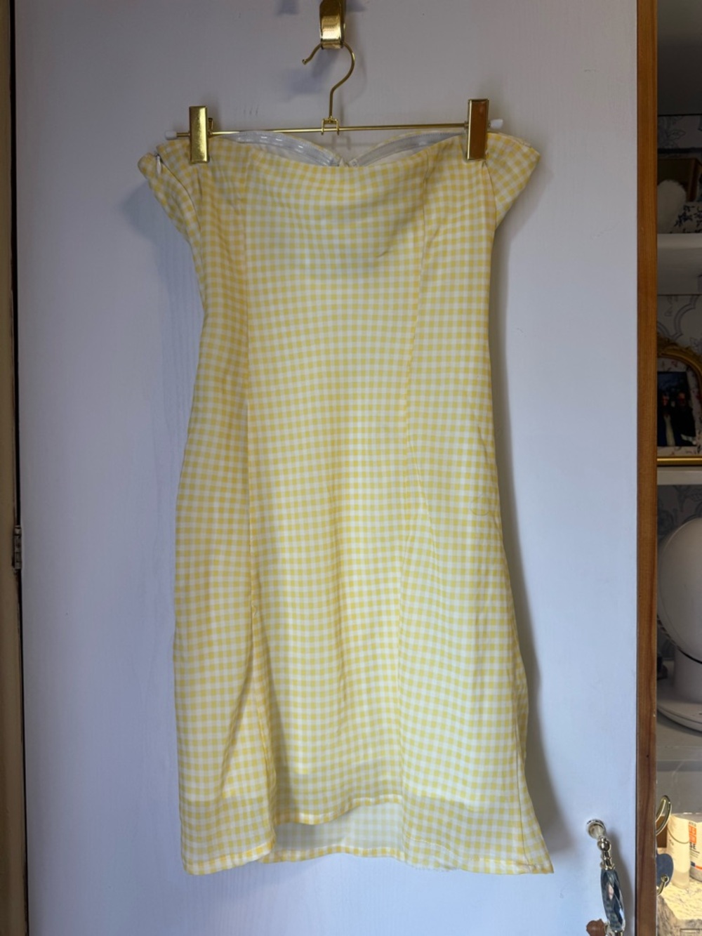 Princess Polly Strapless Yellow Gingham Mini Dress - Picture 2 of 2